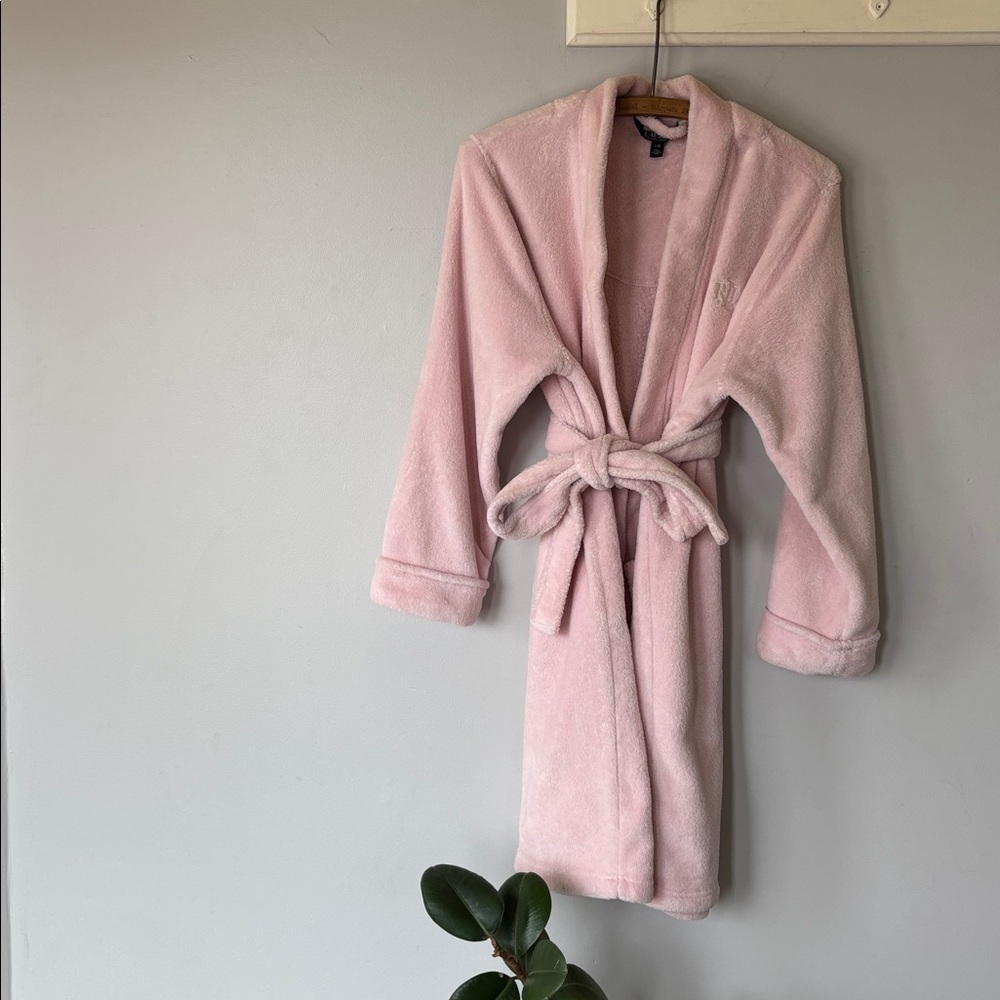 Lauren Ralph Lauren Pink Plush Robe Women’s Large Cozy Lounge